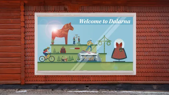 Dalarnas skyltfönster med dess utbud.