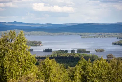 Vy över öar i Runn.