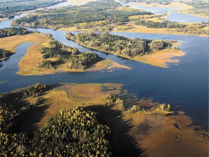 Flygplansbild över området.