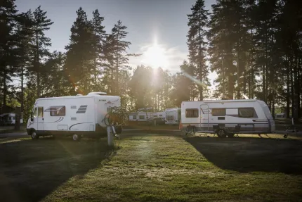 Campers on a summer day.